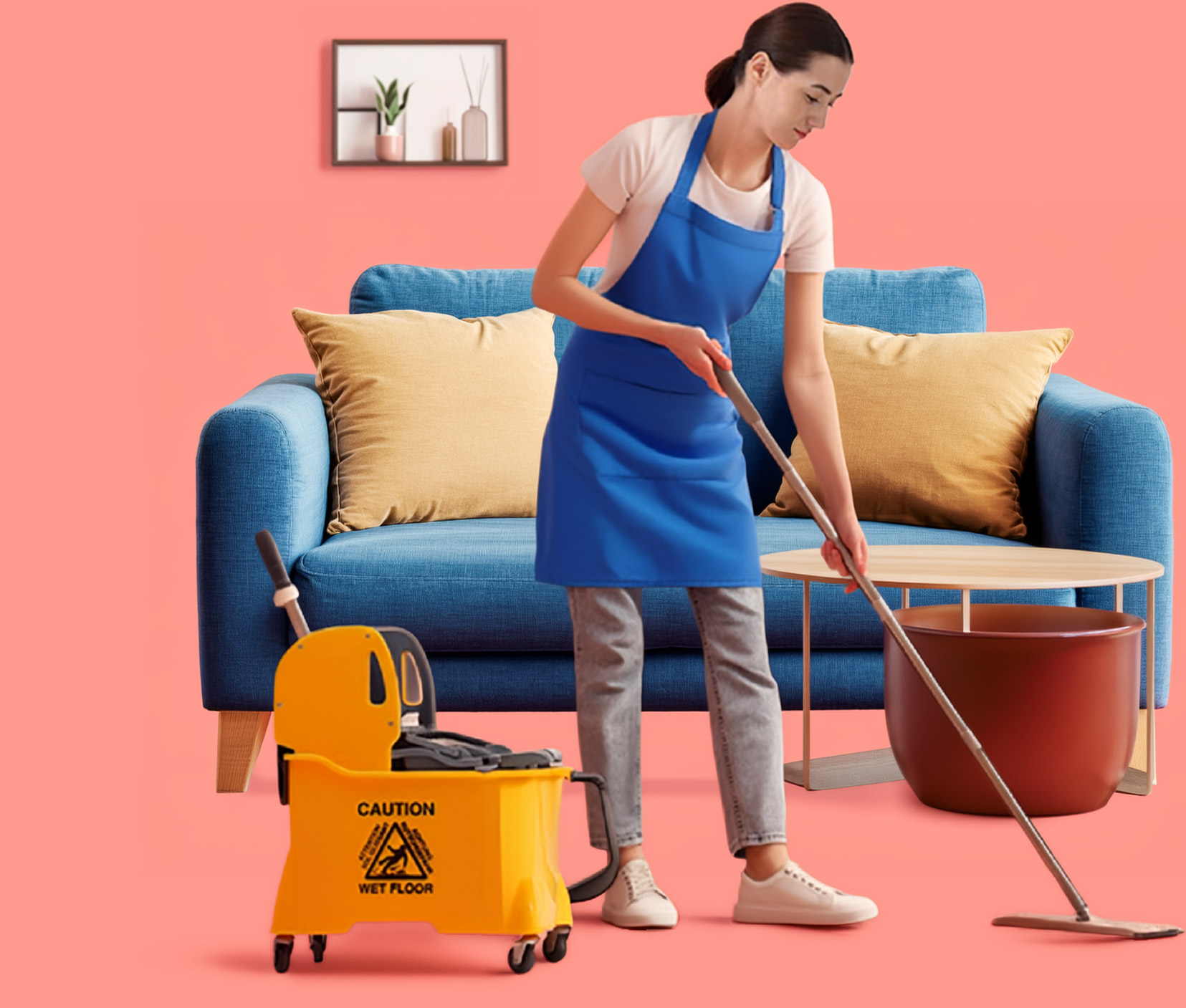 Professional cleaner cleaning a home